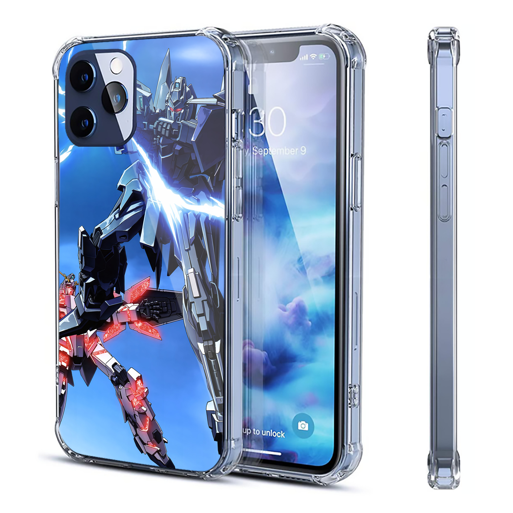 （画像用） 機動戦士ガンダム Mobile Suit Gundam 【iPhone 12シリーズ対応】透明スマホケース（クリアソフトケース）